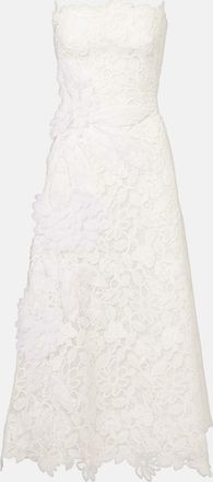 Costarellos Abito lungo in pizzo con applicazioni floreali