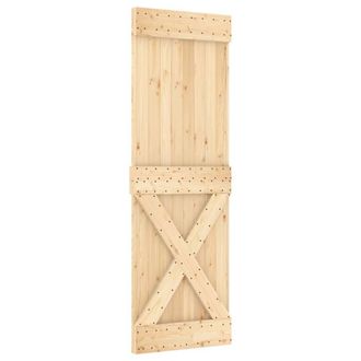 Berkfield Home Sliding Door with Hardware Set 70x210 cm Solid Wood Pine in Light Tan
