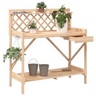 Berkfield Home Potting Bench with Trellis Solid Wood Fir in Brown