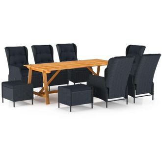 vidaXL 9 Pcs Dining Set Para Jard&iacute;n Gris Oscuro