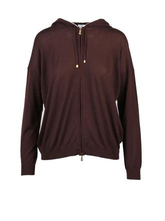 Eleventy Purple Wool Knit Hooded Sweatshirt