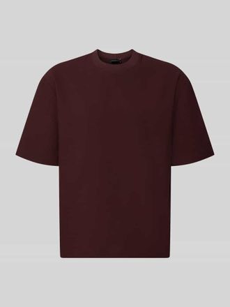 Emporio Armani T-Shirt mit Strukturmuster und Rundhalsausschnitt in Bordeaux, Gr&ouml;&szlig;e XXL