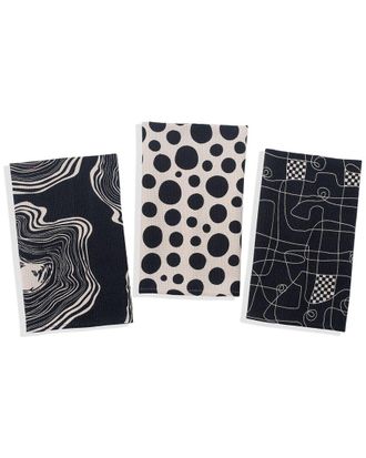 Tiramisu Monochrome Abstract Cotton Kitchen Towel Set