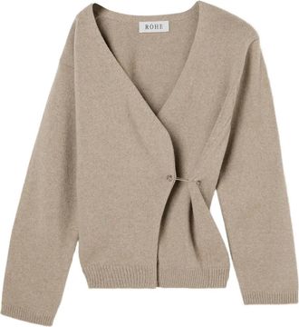R&oacute;he V-neck safety-pin-detail cardigan - Neutrals