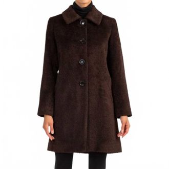Sofiacashmere Wool And Alpaca Car Coat In Chocolate