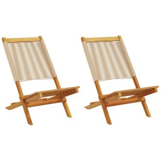 vidaXL Sillas De Jard&iacute;n 2 Uds Madera Maciza Acacia Polipropileno Beige Vidaxl
