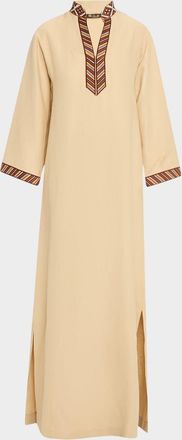 Loro Piana Tilde Stripe-Trim Long-Sleeve Maxi Dress