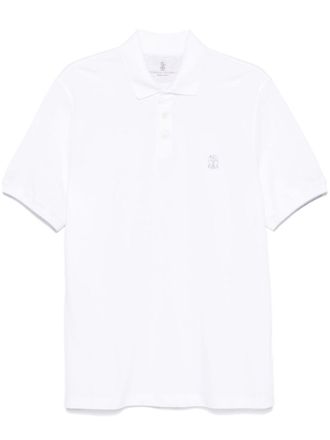 Brunello Cucinelli Poloshirt met logoprint - Wit