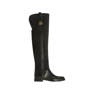 Dolce & Gabbana Day Classic Over-knee Laarzen - Dames - Schoenen - Zwart - Maat: 40 EU Leer