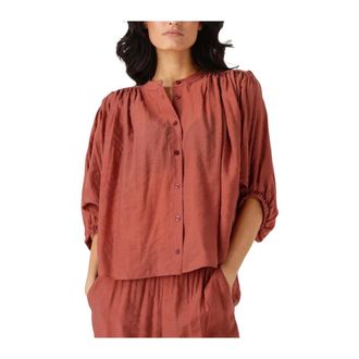 Amaya Amsterdam Overhemden, Dames, Rood, S, Linnen, Roze Juno Blouse voor Zonnige Dagen