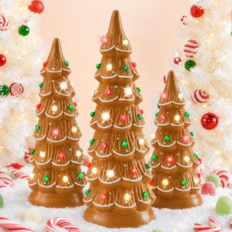Best Choice Products Set of 3 Pre-Lit Hand-Painted Ceramic Tabletop Christmas Trees