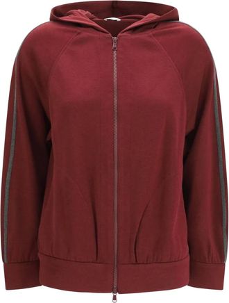 Brunello Cucinelli Felpa con zip e maniche lunghe - - Sweatshirts & Hoodies - Donna - Rosso - S