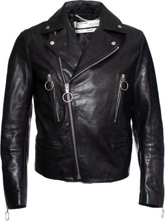 Off-white leather biker jacket