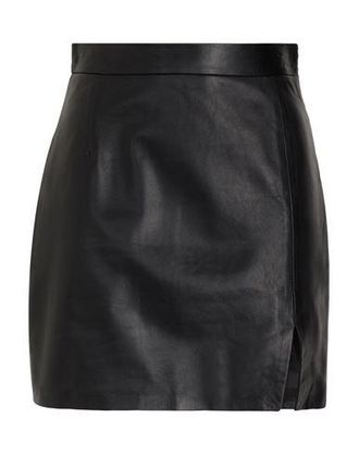 8 by YOOX LEATHER FRONT SLIT MINI SKIRT