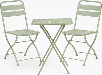 Sklum Set De Mesa Cuadrada 60x60 Cm Plegable Y 2 Sillas De Cocina Plegables En Acero Janti Sklum
