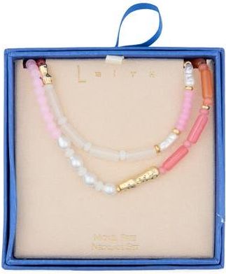 Leith Two-Row Beaded Necklace in Pink Multi- Gold at Nordstrom Rack