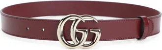 Gucci Anchor Red Calf Leather 3 Cm Gg Gold Belt-Donna