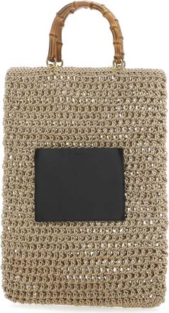 Jil Sander Womens Open-Weave Rope Tote Beige Fabric