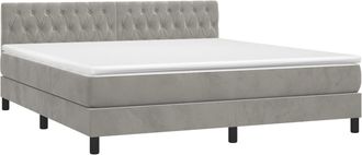 vidaXL Vidaxl - Cama Box Spring Con Colch&oacute;n Terciopelo Gris Claro 180x200 Cm