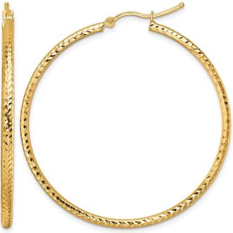 Diamond2Deal 10k Gold Diamond-cut 2mm Round Tube Hoop Earrings