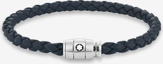 Montblanc Leder-Flechtarmband Three Rings Avio Blue - S