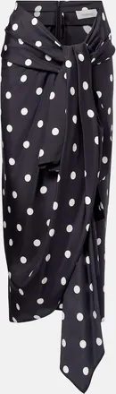 Sportmax Falda envolvente de sat&eacute;n de seda con lunares
