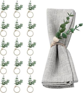 OEM Anillos Para Servilletas De Eucalipto - Decoraci&oacute;n R&uacute;stica De Mesa - 15 Piezas - Verde