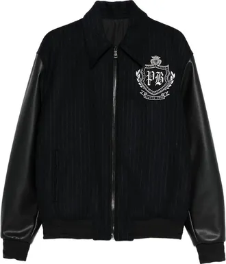 Balmain Pinstripe-print Panelled Bomber Jacket