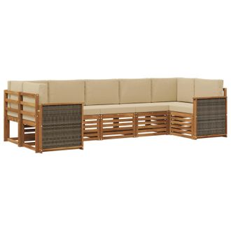vidaXL Conjunto De Sof&aacute; Seccional Con Coj&iacute;n 6 Pcs Natural Vidaxl