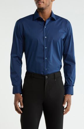 DKNY Navy Solid Stretch Dress Shirt at Nordstrom Rack, Size 15.5 - 32/33