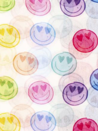 Zwillingsherz Schal ZWILLINGSHERZ Smiles, Damen, wei&szlig;, Web, Obermaterial: 100% Polyester, Modet&uuml;cher Schal, transparenter Look, fr&ouml;hliche Gesichter