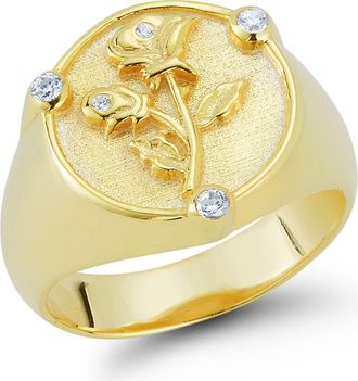 Glaze Jewelry Cubic Zirconia Rose Signet Ring in Gold at Nordstrom Rack, Size 6