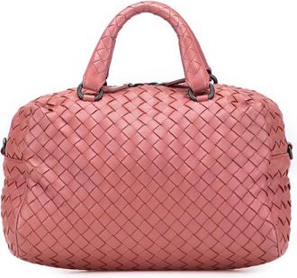 Bottega Veneta Pre-owned Handbags, female, Pink, Size: ONE SIZE Pre-owned Woven Leather Top Handle Bag