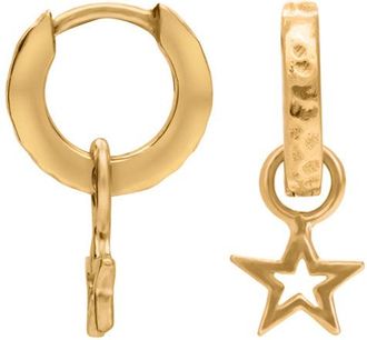 Dower & Hall Hammered Star Charm Huggie Hoops