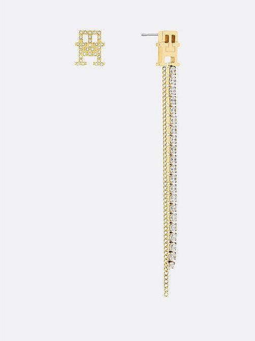 Pendientes chapados en oro con monograma TH