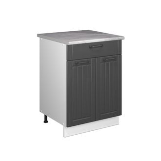 Vicco Mueble Bajo Para Fregadero/placa Fame-line, Gris Oscuro/blanco, 60 Cm Con Caj&oacute;n, Et M&aacute;rmol, Vicco