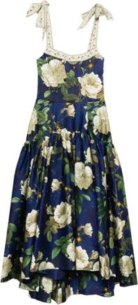 Alice & Olivia Rosalee Tie Shoulder Midi Dress
