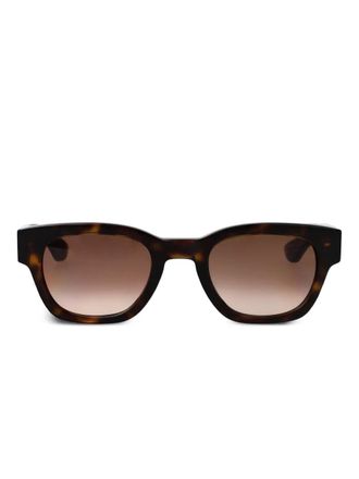 Alexander McQueen Eyewear tortoiseshell-effect rectangle-frame sunglasses - men - Recycled Acetate - 49 - Brown
