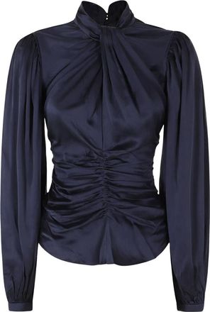 Isabel Marant Depsona Zijden Blouse - Dames - Blouses - Blauw - XS - Leer - Overhemden