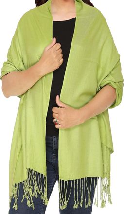 World of Shawls Plain Pashmina Scarf Hijab Shawl Stole Wrap Viscose (Lime Green)