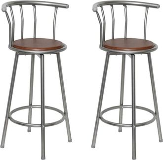 vidaXL Bar Stools 2 pcs Brown Steel Vidaxl
