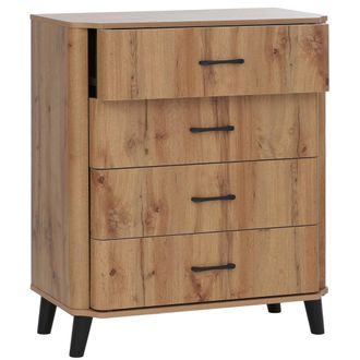 Hhg [nunca Usado] C&oacute;moda Hhg-780, Aparador, 4 Cajones, Mdf 92 X 80 X 40 Cm, Acabado Roble Wotan