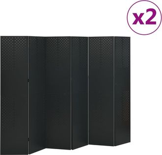 vidaXL Biombos Divisores De 6 Paneles 2 Uds Negro Acero 240x180 Cm Vidaxl