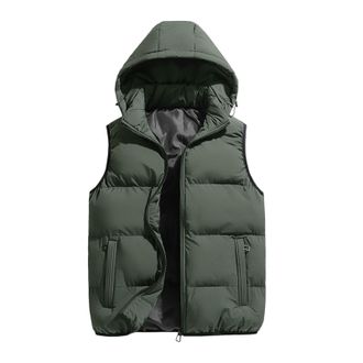 Generic Mens Outerwear Gilets Quilted Packable Vests Puffer Padded Body Warmer Hooded Gilets Lightweight Windproof Sleeveless Jacket Bodywarmer Waistcoats for