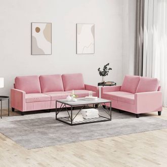 vidaXL Juego De Sof&aacute;s Con Cojines 2 Piezas Terciopelo Rosa Vidaxl