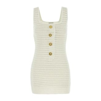 Le Kasha Sleeveless Tops, female, White, Size: S/M Siflag Crochet Mini Dress
