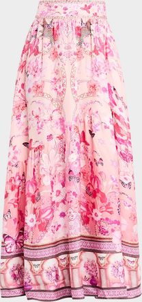 Camilla Botanical Novella Shaped-Seam Maxi Skirt
