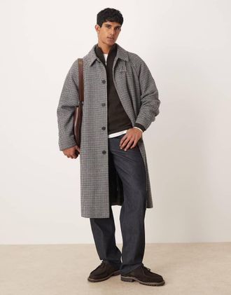 Asos Cappotto effetto lana pied de poule-Grigio