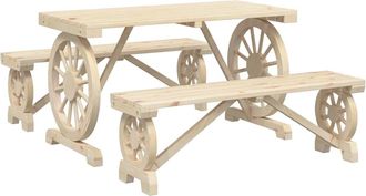 vidaXL Juego De Comedor De Jard&iacute;n 3 Piezas Madera Maciza De Abeto Vidaxl