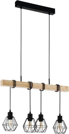Eglo Townshend 5 Natural Metal And Wood 4 Light Ceiling Fitting